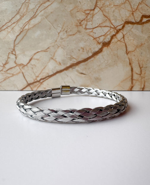 Brazalete Ajustable Acero Plateado