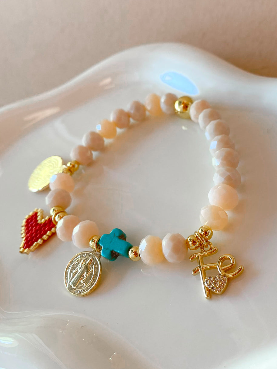 2 Styles of St Benedict, Cross and Faith Charms Bracelets
