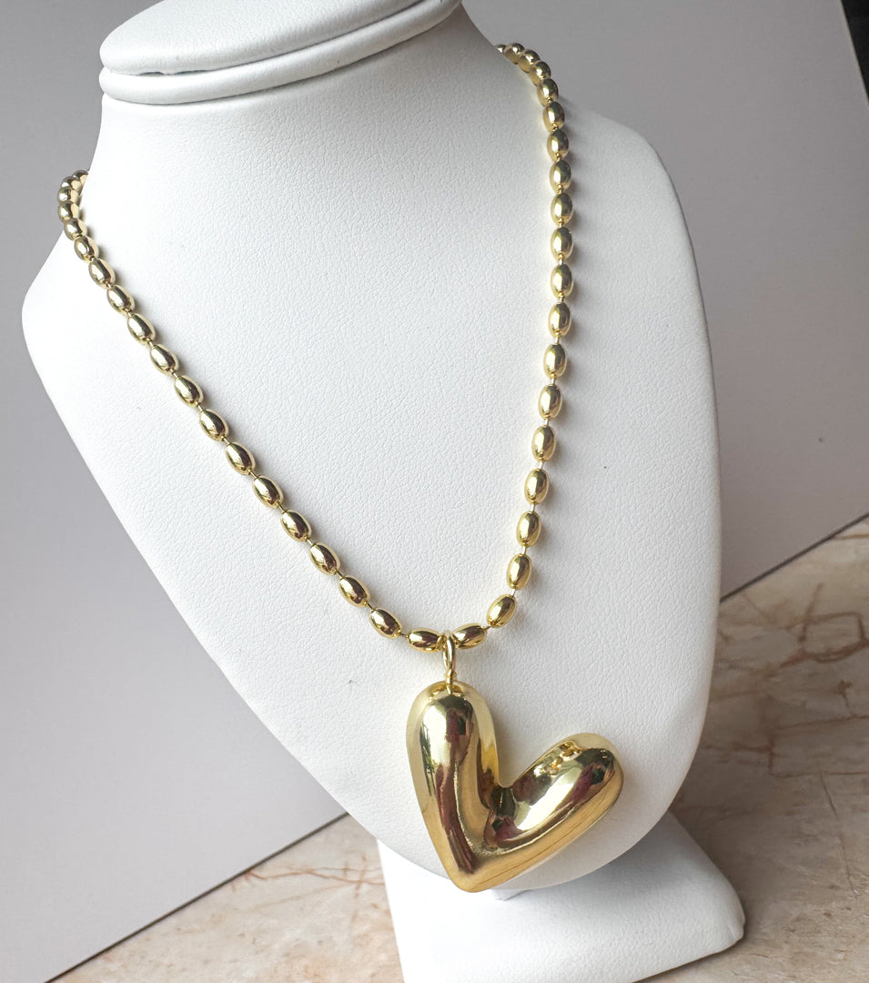 Cadena Corazon Dorado Grande
