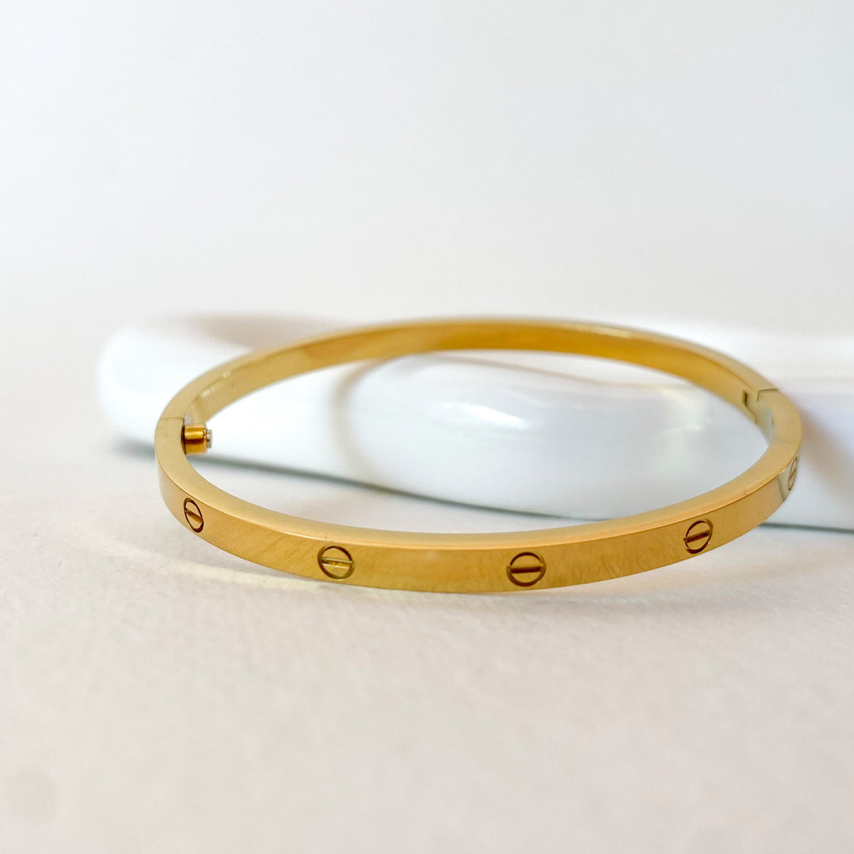 Golden Steel Screw Thin Bracelet with Screwdriver