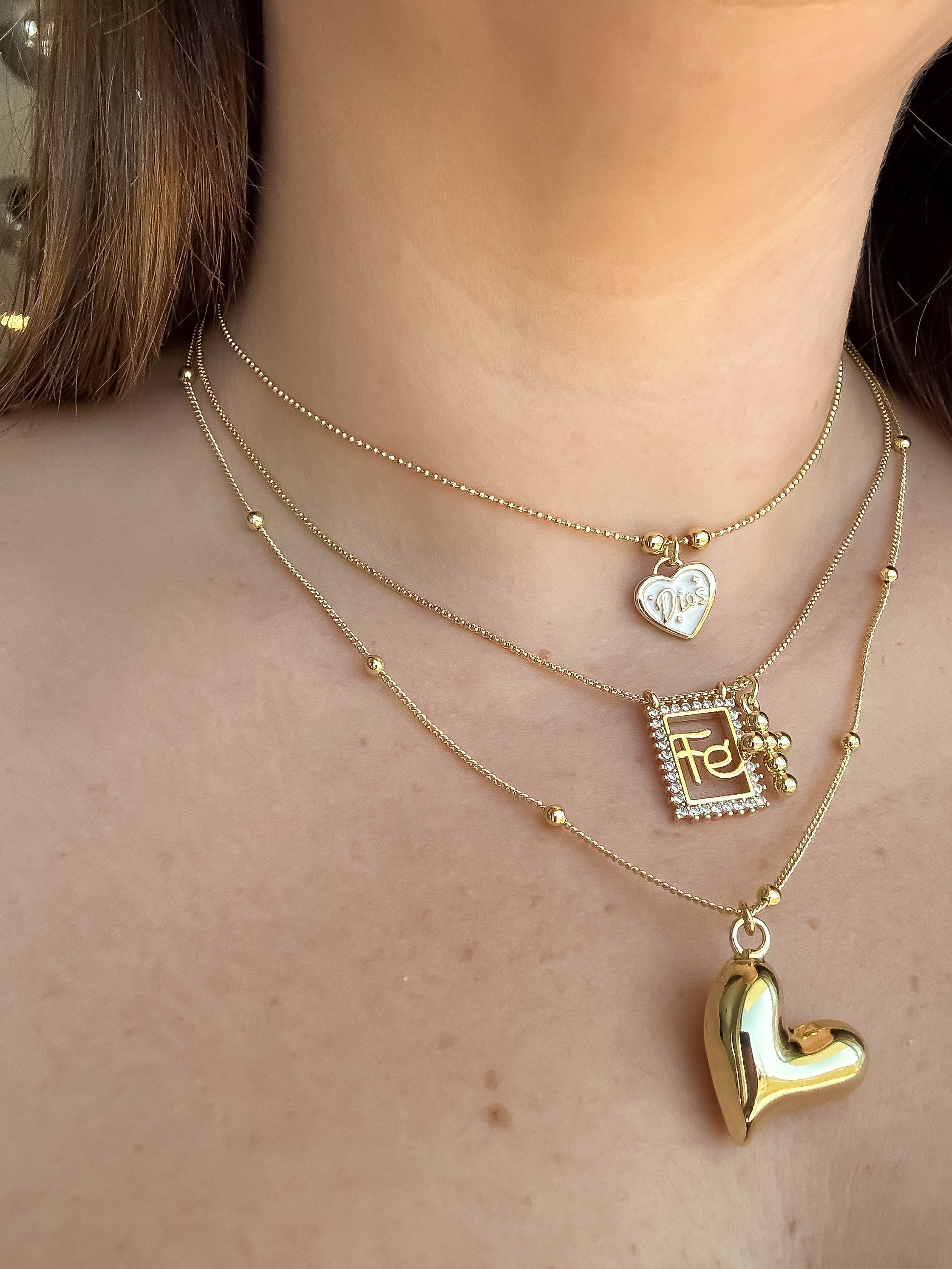 Golden Heart & Religious Necklace