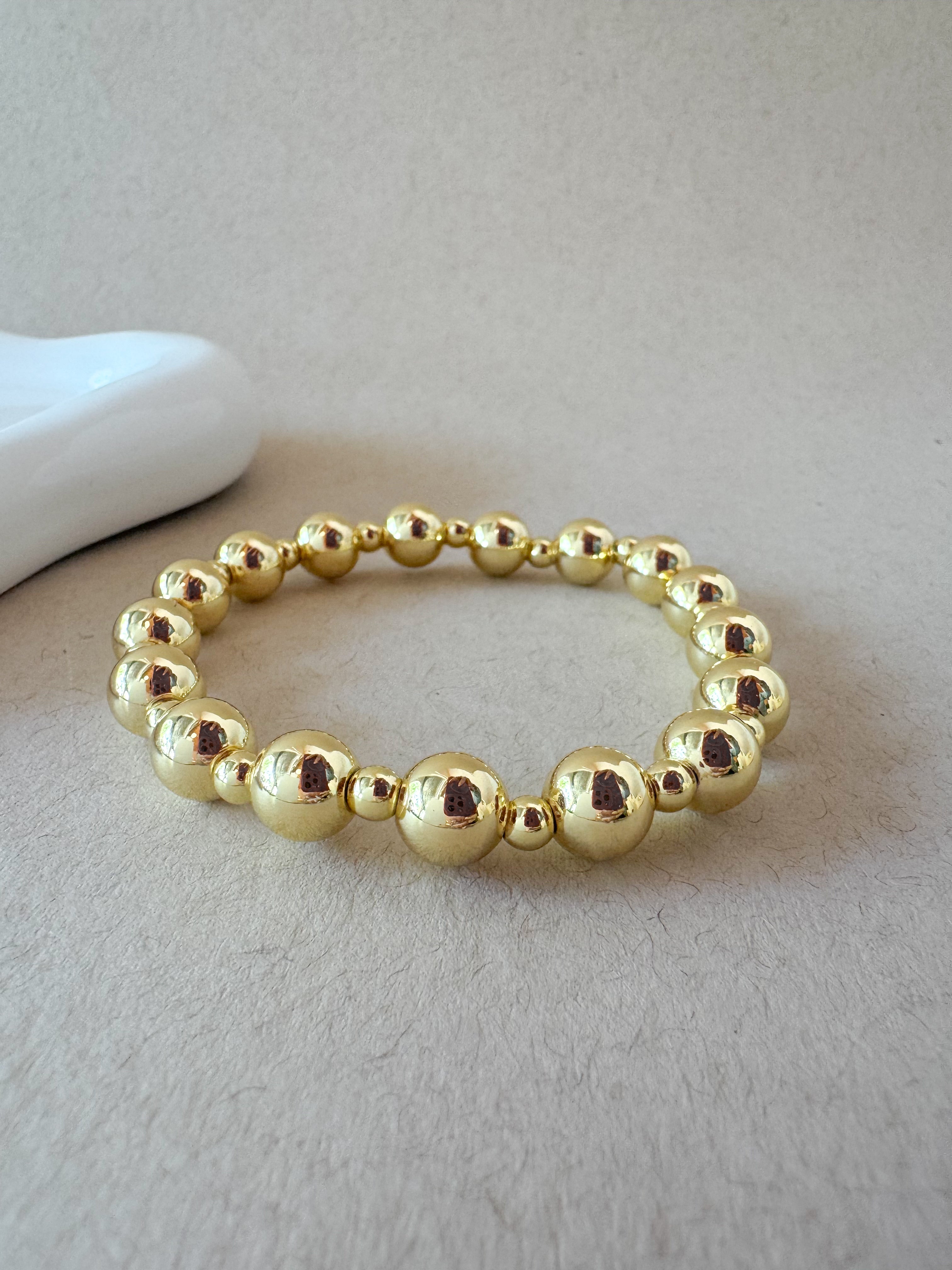 Medium & Little Balls Elastic Bracelets in Silver & Gold