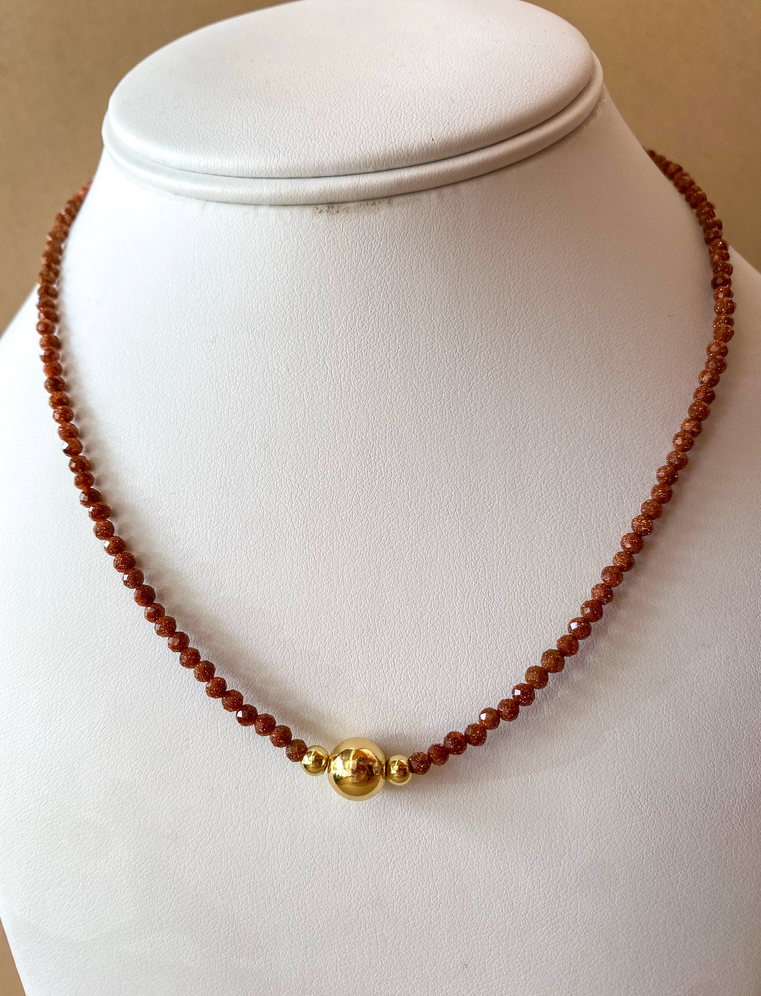 Brown Little Shiny Crystals Pearl & Golden Necklaces