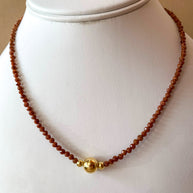Brown Little Shiny Crystals Pearl & Golden Necklaces
