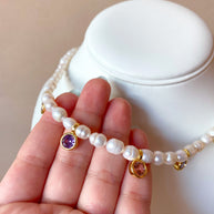 Pearls, Purple and Pink Crystals Necklace