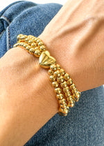 Load image into Gallery viewer, Brazalete Ajustable Tres Balines + Corazon Dorado

