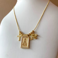 Virgin of the Valley, Cross and Faith Scapular Necklace