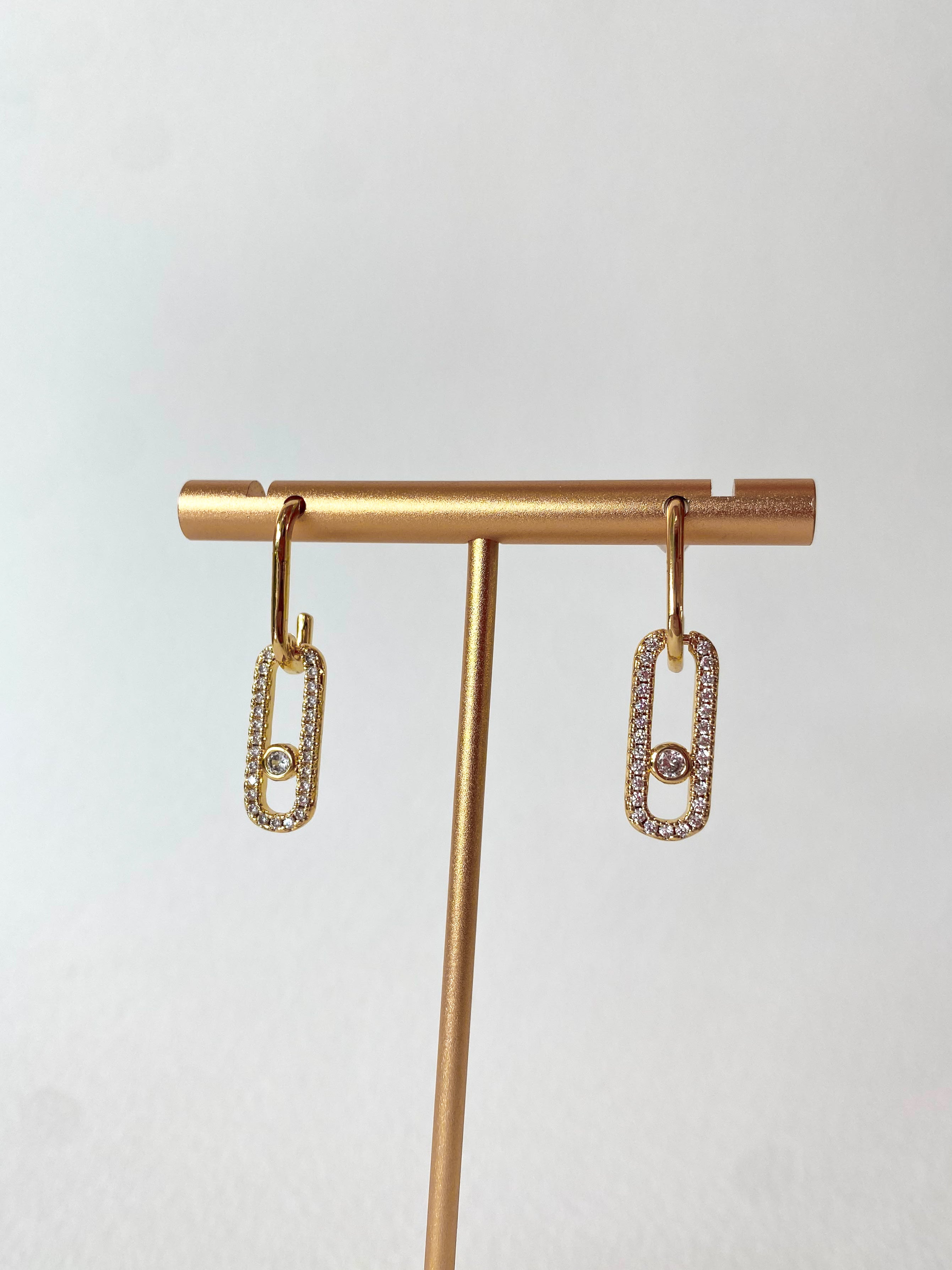 Large Zircons Golden Earrings