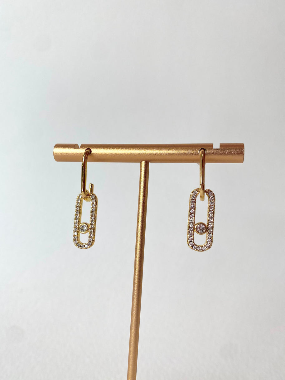 Large Zircons Golden Earrings