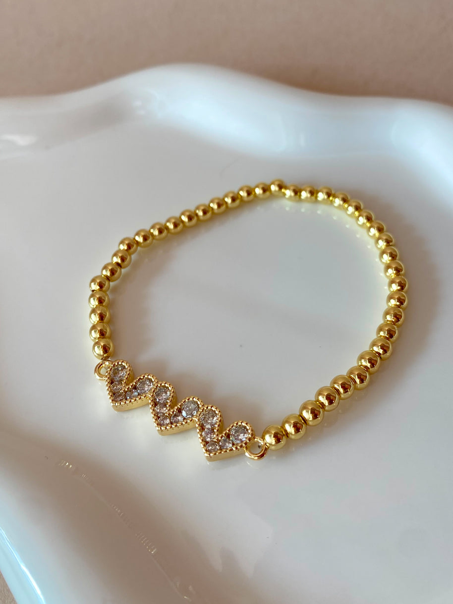 3 Hearts Crystals Elastic Bracelet