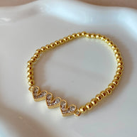 3 Hearts Crystals Elastic Bracelet