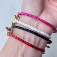 Pink, Black and Red Adjustable Leather Bracelets