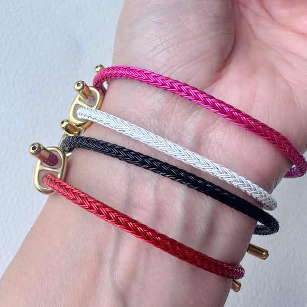 Pink, Black and Red Adjustable Leather Bracelets