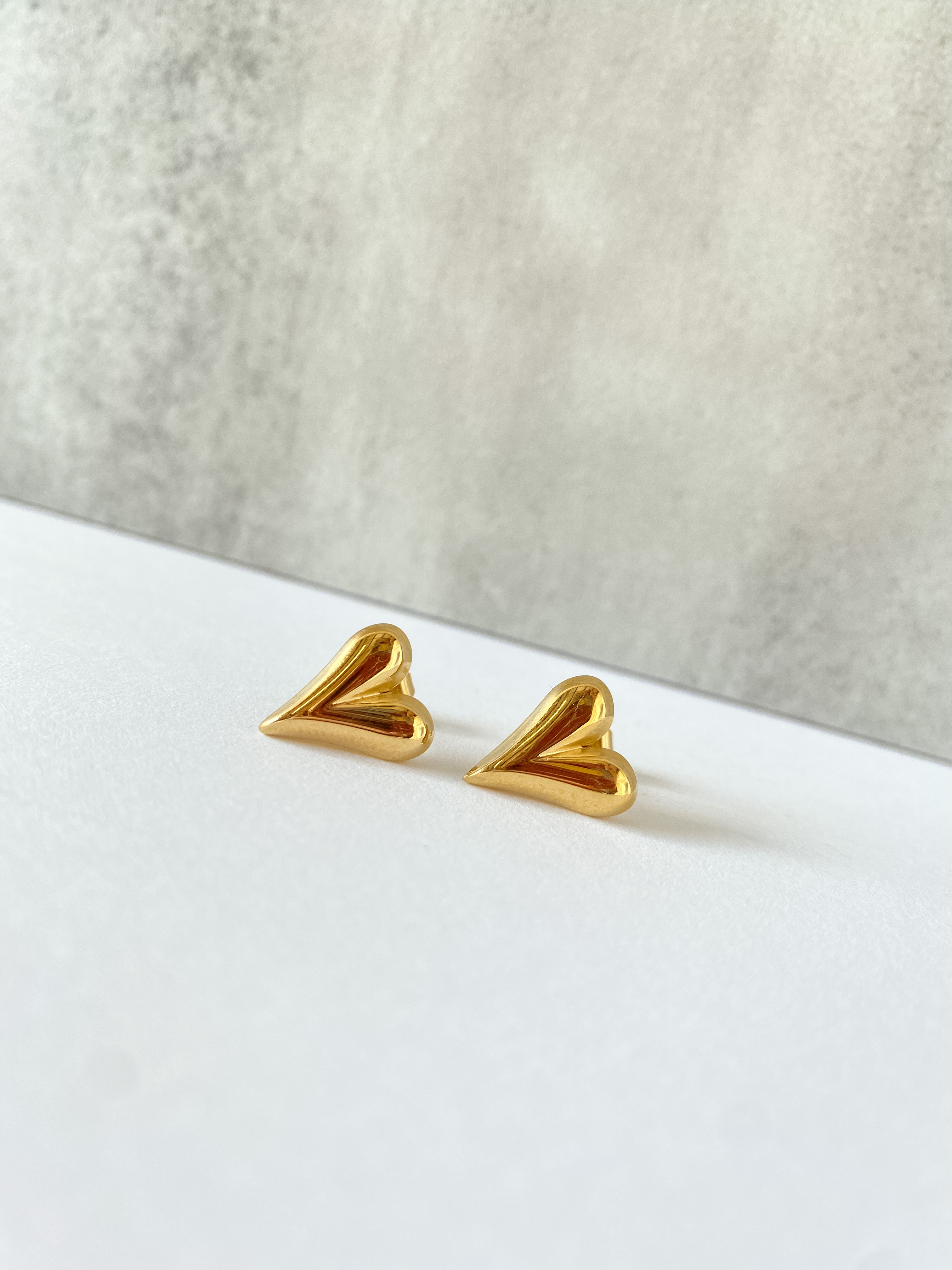 Golden Steel Hearts Earrings