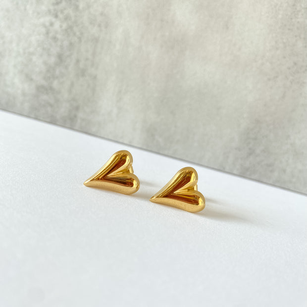 Golden Steel Hearts Earrings