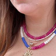 Multicolor Big Sun Morganita Beads Necklace