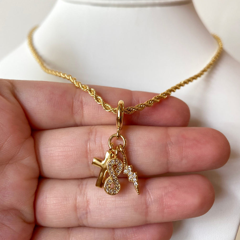 Infinite 3 Charms Style Golden Necklace
