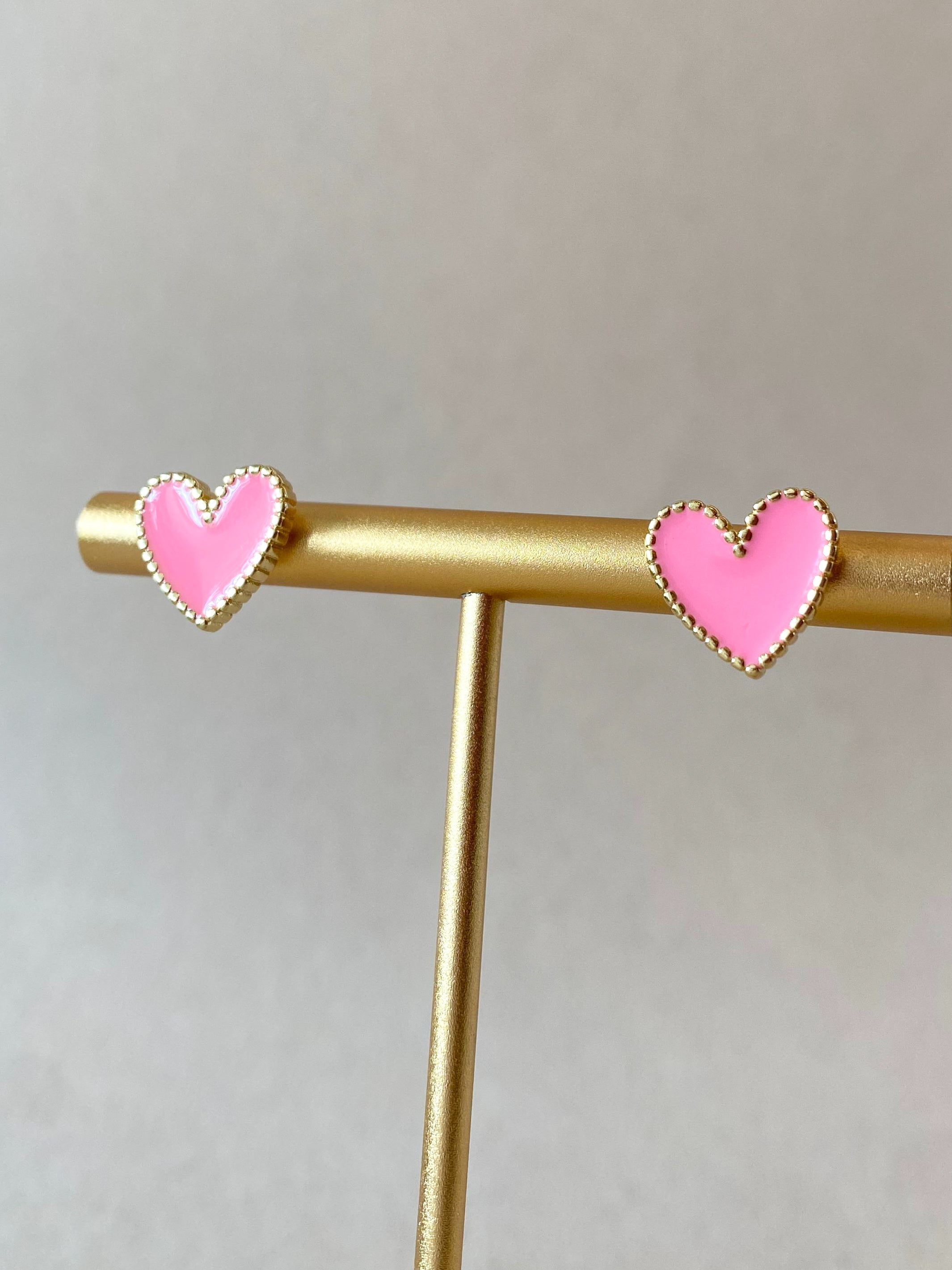Black, Pink and Red Heart Shape Earrings