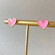 Black, Pink and Red Heart Shape Earrings