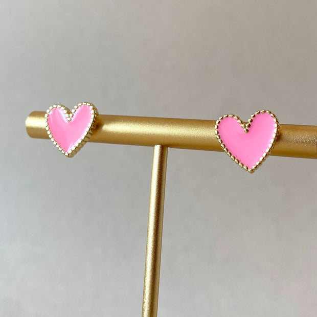 Black, Pink and Red Heart Shape Earrings