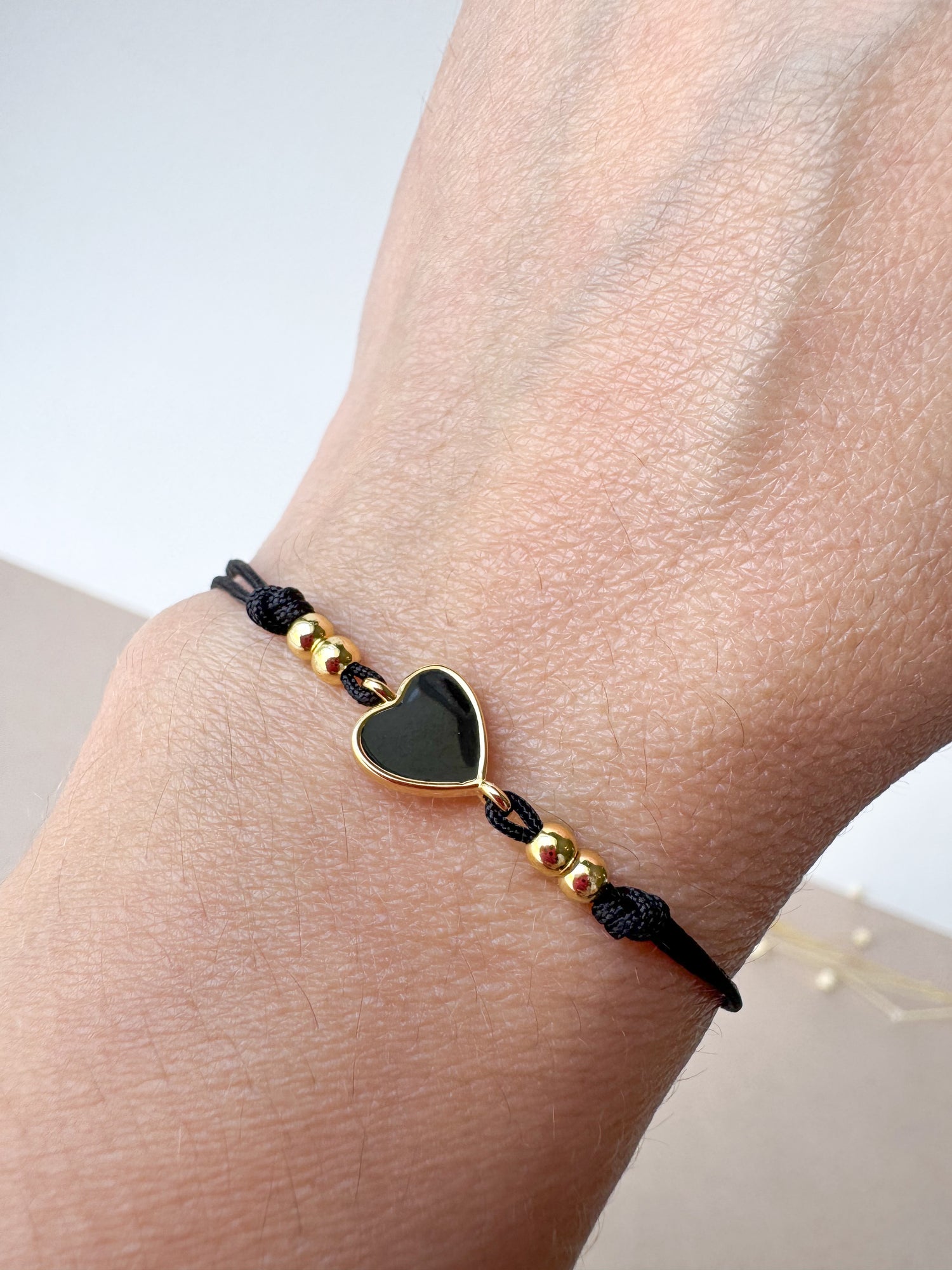 Little Hearts Black Thread Bracelet