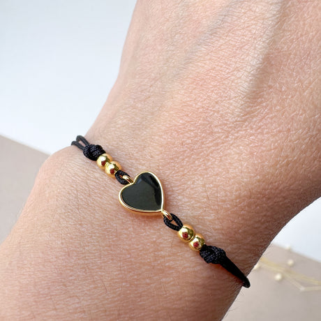 Little Hearts Black Thread Bracelet