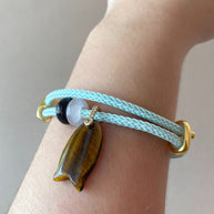 Fish and 2 Turkish Stone Tiger Eye Adjustable Bracelet