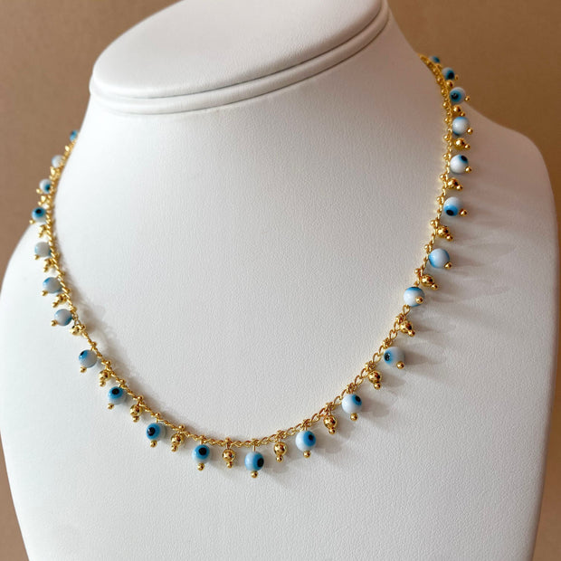 Evil Eye 🧿 White & Blue Pattern Necklace
