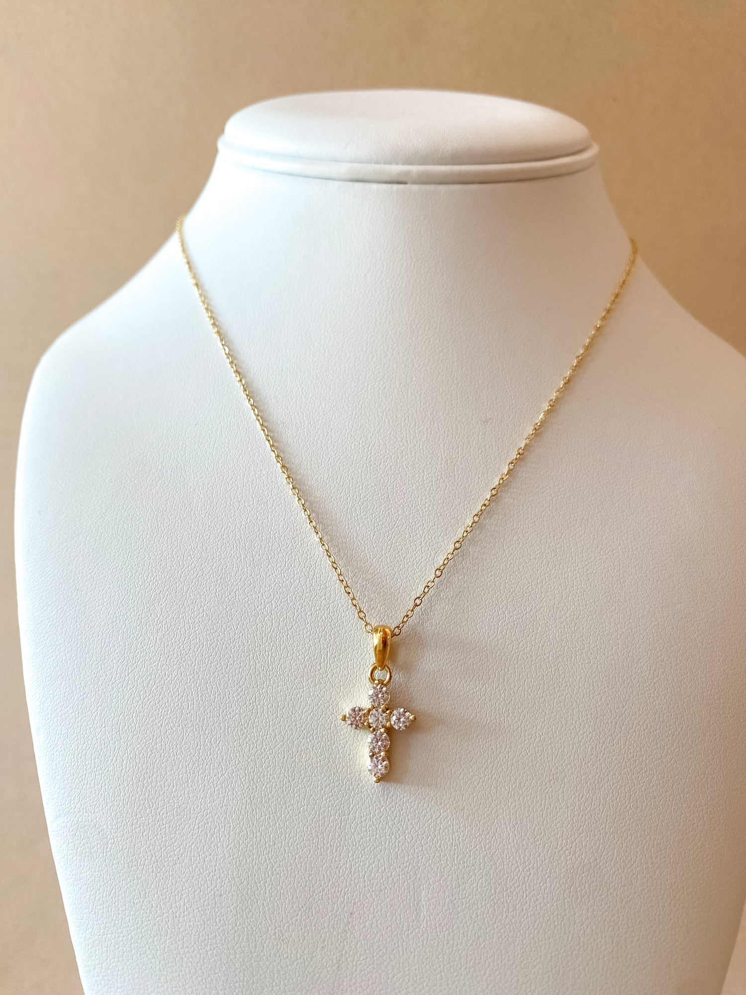 Little Crystal Steel Cross Necklace