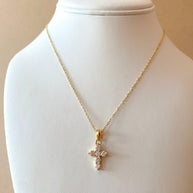 Little Crystal Steel Cross Necklace
