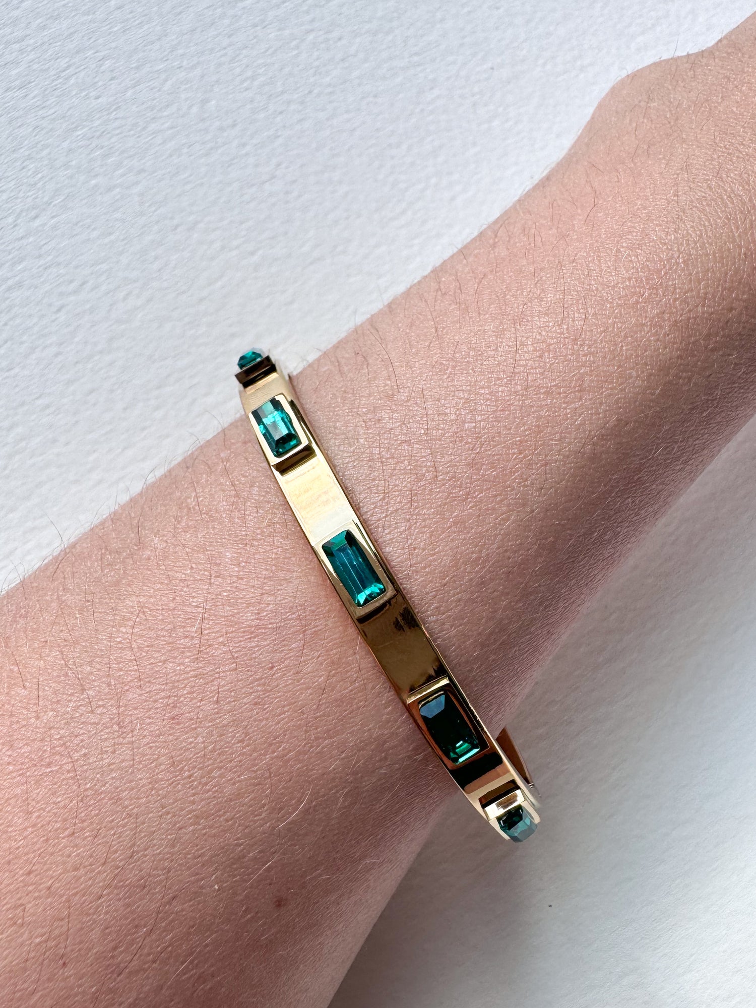 Golden & Green Crystal Steel Bracelet