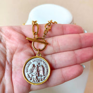 Reversible 2 Tones Coin Large Steel Necklace