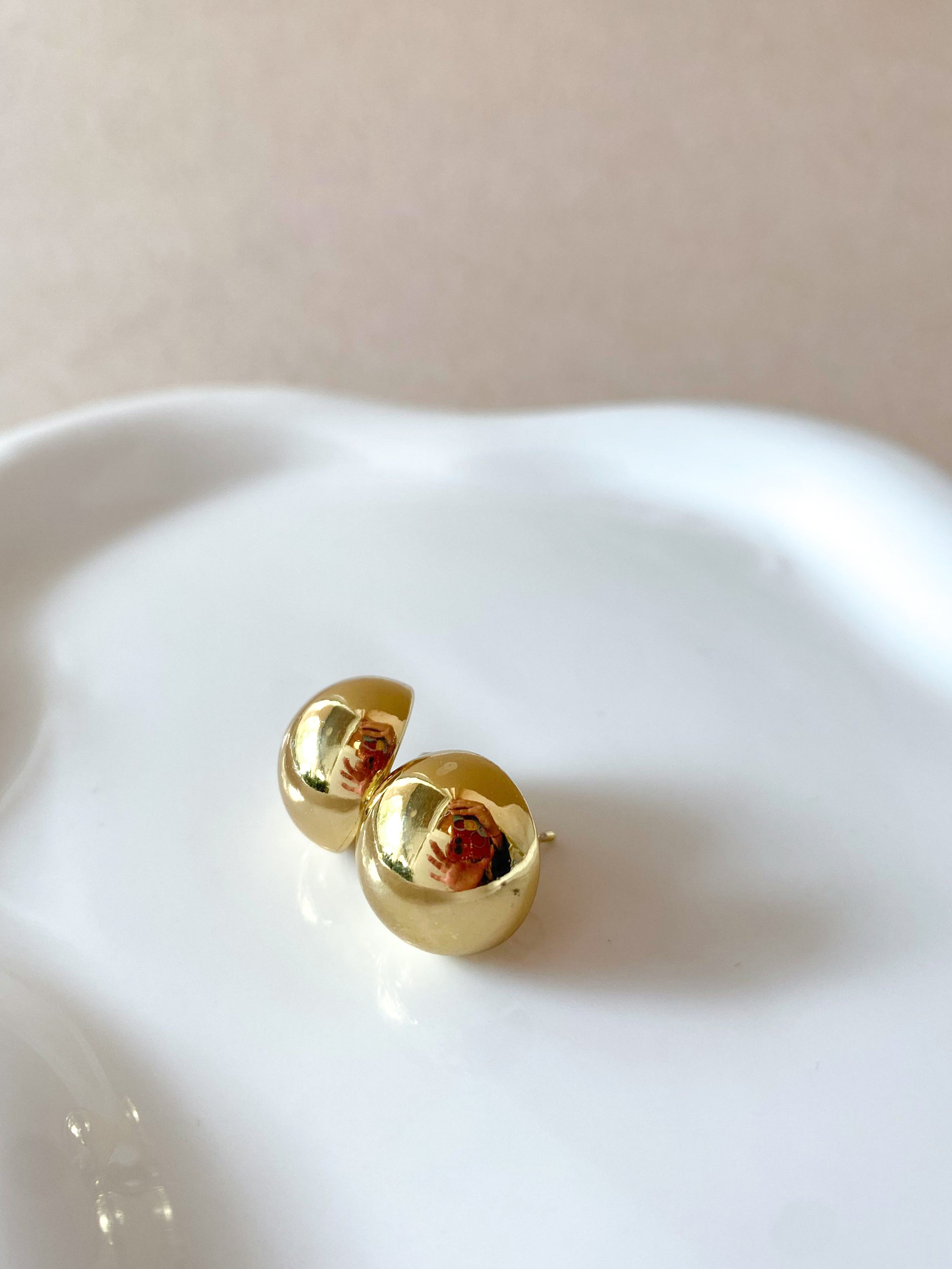 Golden Steel Circular Medium Earrings