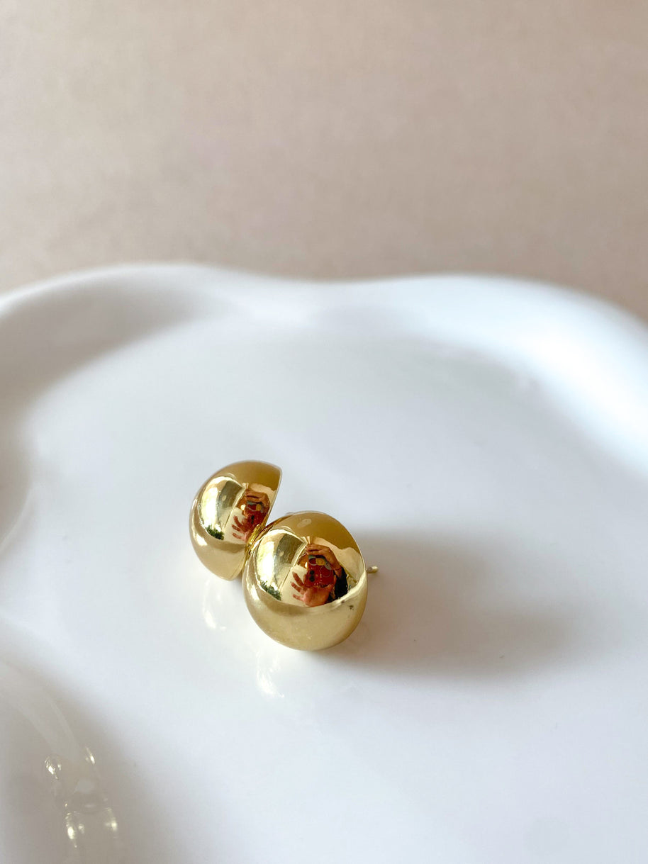 Golden Steel Circular Medium Earrings