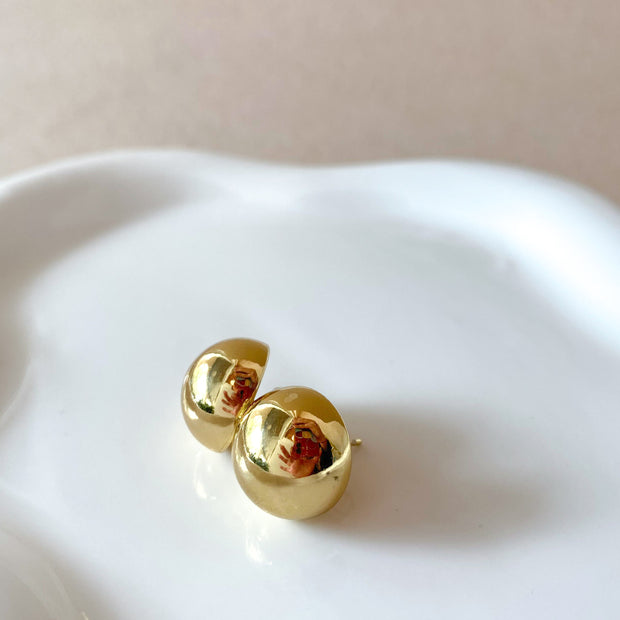 Golden Steel Circular Medium Earrings