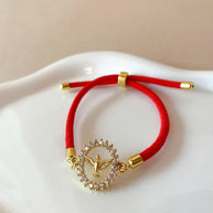 Crystals Holy Spirit Charm in Red or Brown Adjustable Bracelets