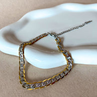 Silver and Gold Men Links Steel Bracelet