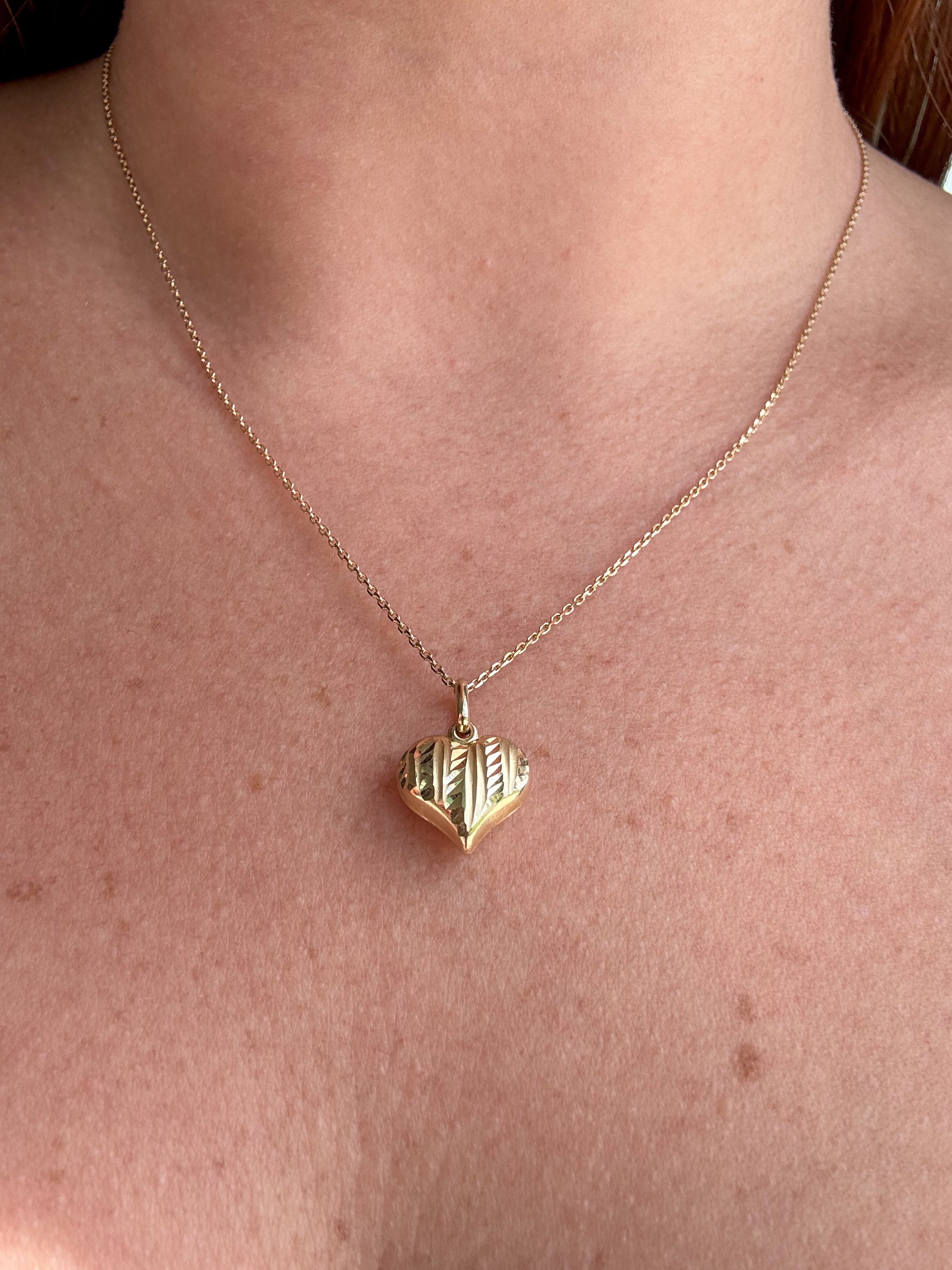 Dainty Chain 14k Solid Gold Necklace with medium heart