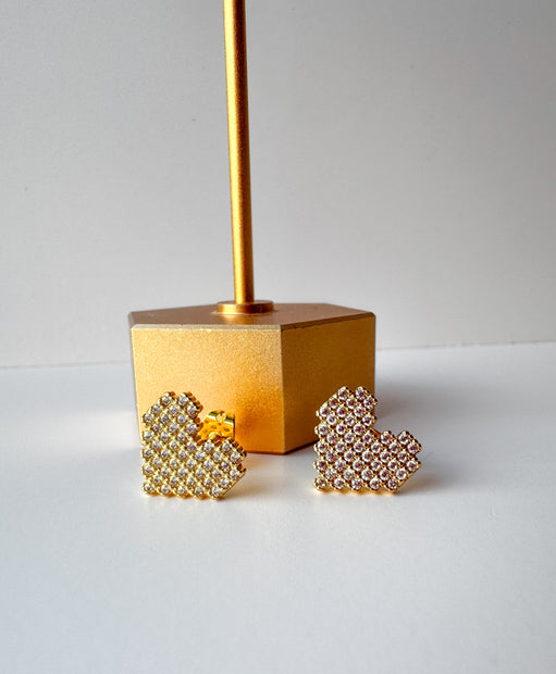 Aretes Corazon Cristales Claros