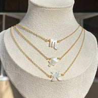 Zodiac Signs in Mother Of Pearl Charms Necklace