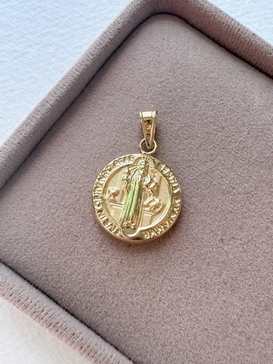 St. Benedict Medal 18k Solid Gold Hollow Charm