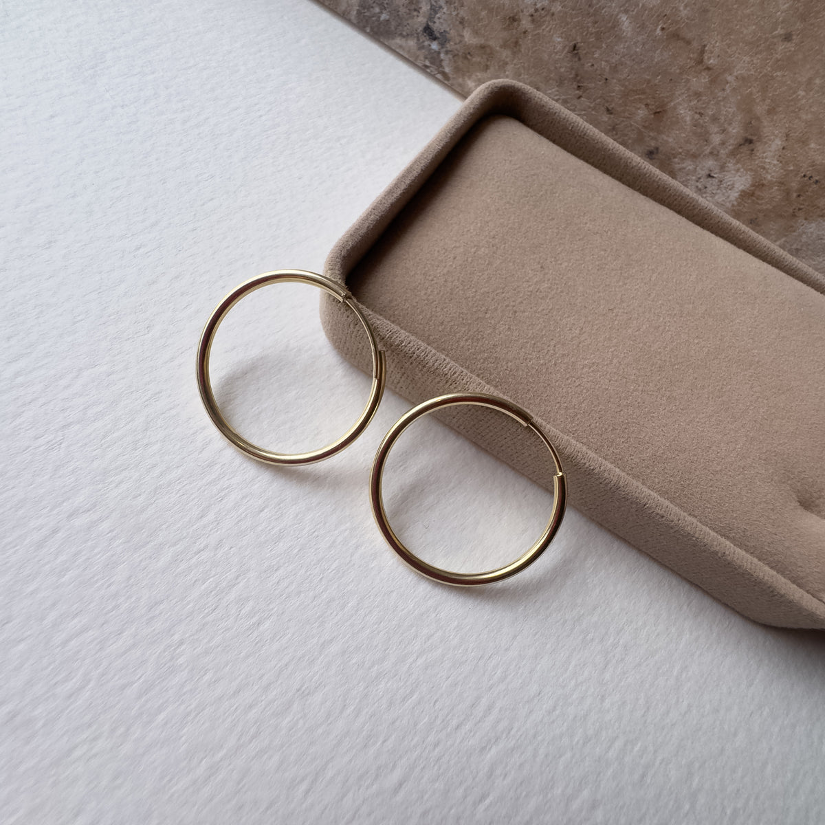 Medium Plain Smooth Hoops 14k Solid Gold Earrings