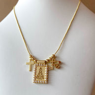 Virgin of the Valley, Cross and Faith Scapular Necklace