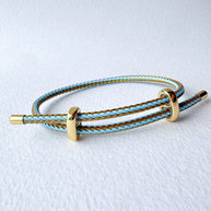 White, Blue and Gold 2 Styles of Leather Adjustable Bracelets