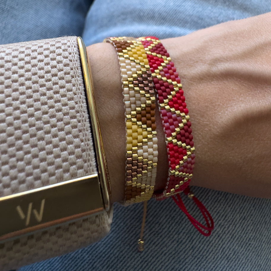 Miyuki Red or Beige Traingle Style Adjustable Bracelet