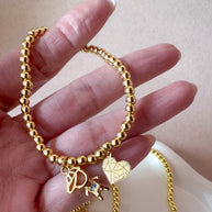 Elastic Golden Kids & Heart Bracelet