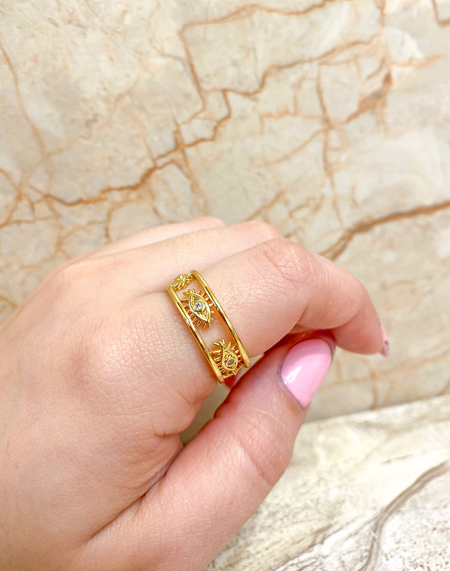 Evil Eyes Pattern Ring