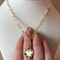 Black and Gold Crystal Heart Shape Necklace