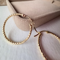 Medium Hammered Hoops 14k Solid Gold Earrings