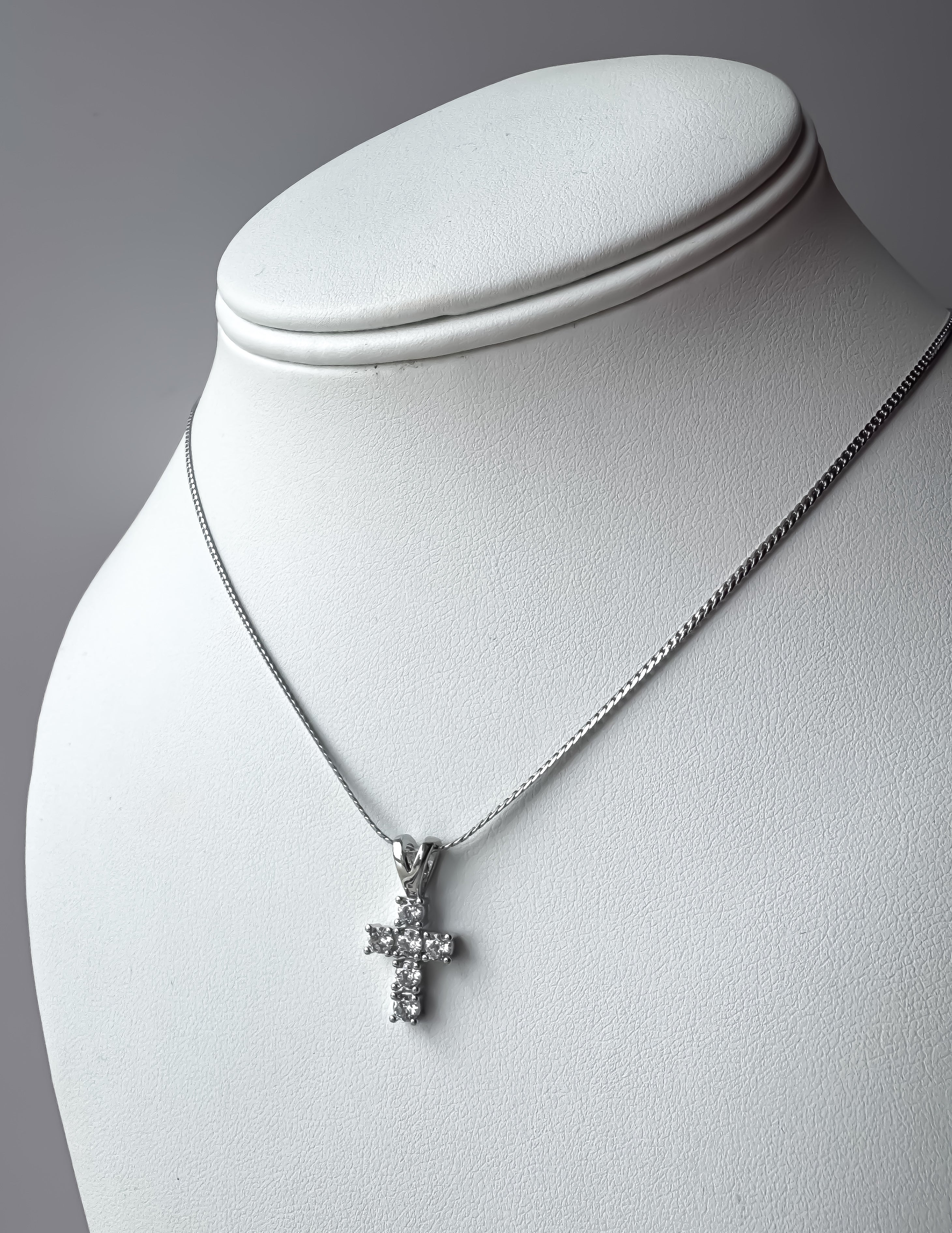 Silver Crystal Cross Steel Necklace